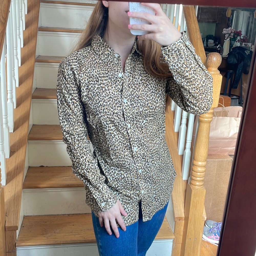 J. Mclaughlin Leopard Print Button Down Blouse - image 4